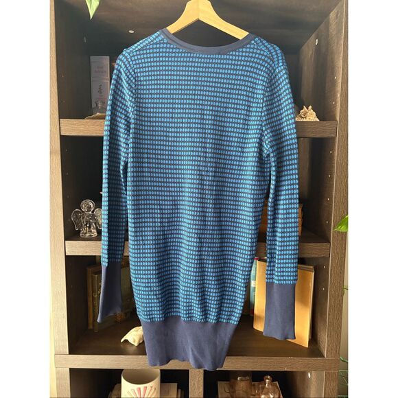 Zara Knit Women’s Geometric Blue Button Front Cardigan Size Small - Picture 2 of 3